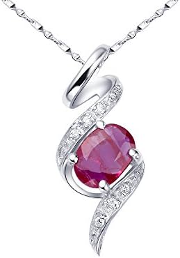 Wedding Sterling Silver Pendant Necklace for Women With Natural Ruby Gemstone