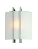 IMAGE OF Lite Source LS-1673 Checks Wall Sconce Lite, Polished Steel with Frost Glass Shade