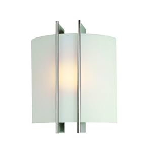 Lite Source LS-1673 Checks Polished-Steel 60-Watt Wall Sconce with Frost Glass Shade