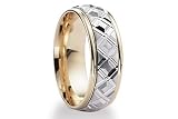 BENCHMARK Two Tone 14K Gold 6mm Carved Ring (Sz 8.5+)