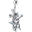 Sterling Silver 925 Aqua Cz Mythical Fairy Belly Ring