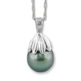 9mm Tahitian Black Pearl Pendant in 14k White Gold