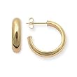 14k Yellow Gold Medium (M) Size 3/4 Half-Round Design Hoop Earrings, HypoAllergenic