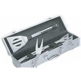 Chefs Basics HW4113 3-Piece Stainless-Steel Barbecue Set with Aluminum Storage Case