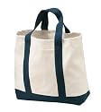 Port & Company - 2-Tone Shopping Tote, Natural and Navy