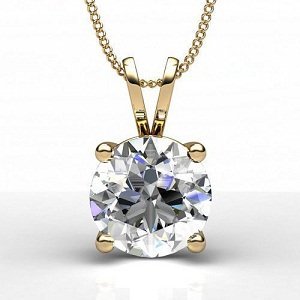 Diamond Impressions DI3007631 Certified 0.9 Ct. 14k Yellow Gold Diamond Solitaire Pendant F I2