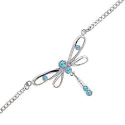 Solar Blue Dragonfly Jeweled Back Belly Chain