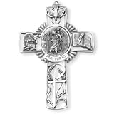 Fine Pewter Saint Christopher 5-inch Wall Cross and Prayer Card