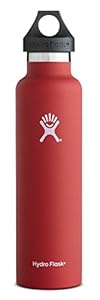 Hydro Flask 24 oz Vacuum Insulated Stainless Steel Water Bottle, Standard Mouth w/Loop Cap, Lava