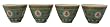 Green longevity pattern tea cups (4) - chinese hand painted porcelain