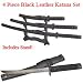 4 Piece Black Leather Katana Set