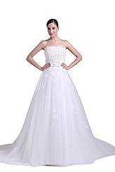 Strapless Beaded Mesh Lace-Up Organza/Satin/Tulle Evening Dress 