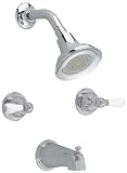 American Standard 7220.712.002 Hampton Double-Handle Tub and Shower Faucet with Porcelain Lever Handles, Chrome