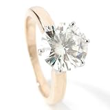 14K White or Yellow Gold Six Prong Moissanite Solitaire Ring