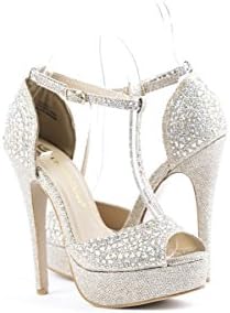 New Women Rhinestone Strappy Platform Party Shoes Prom Shoes Heel