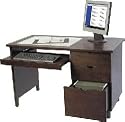 Espresso Opala Computer Desk with Frosted Glass