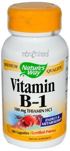 Vitamin B-1, 100 mg Thiamin HCl, 100 Capsules by Nature's Way