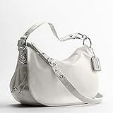 Coach White Leather Ali Large Flap Hobo Shoulder Handbag 13648