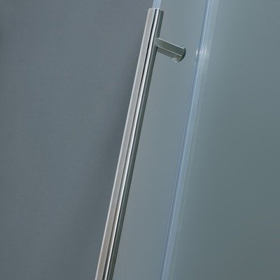 36 x 48 Frameless Shower Enclosure in Stainless Steel Finish: Stainless Steel, Glass Type / Door Configuration: Frosted / Right Hinged Door