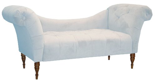 Skyline Furniture Roslyn Double Arm Tufted Chaise Lounge, Pool Blue Velvet