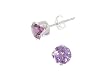 Sterling Silver 3mm Round CZ Fashion Birthstone Earring in 4 Prong Setting, February