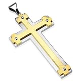 Large PVD Gold Gothic Cross on Stainless Steel Cross Pendant