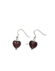 Amethyst Murano Glass Hearts Earrings