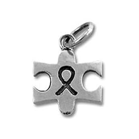 Autism Awareness Puzzle Ribbon Sterling Silver Charm