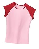 NEW District Threads - Ladies Cap Sleeve Raglan Tee Pink/Red-M