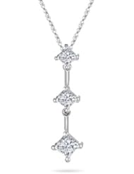 2/5 (0.37-0.45) Cts Diamond Three Stone Pendant in 18K White Gold