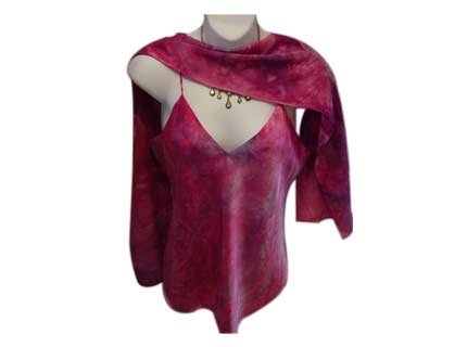 ArtisanStreet's Silk Camisole In Blend Of Fuchsia, Hot Pink & Purple. One Of A Kind.