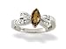 14K White Gold Genuine Marquise Smoky Quartz and Diamond Bow Ring