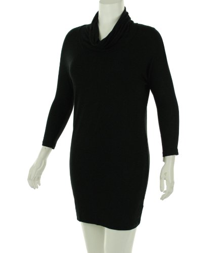 DKNY Cowl Neck Long Sleeve Dress Black Onyx Small