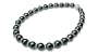 12 x 14mm black Tahitian south sea cultured pearl necklace with 18K gold and diamond rondells