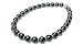 12 x 14mm black Tahitian south sea cultured pearl necklace with 18K gold and diamond rondells