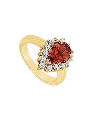 Garnet and Diamond Ring 14K Yellow Gold - 1.50 CT TGW