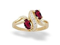 14K Yellow Gold Oval Created Ruby and Diamond Ring