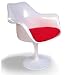 Tulip Arm Chairs -Modern Saarinen Version- 45-day Money-back Guarantee. White with Red Cushion.
