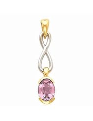 18K Two-Tone Gold Oval Cut Pink Sapphire Pendant -- LIFETIME WARRANTY