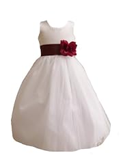 Girls Satin/Tulle Flower-Girl Dress  With a Sash 