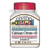 Calcium Citrate + D 75 Caplets, 21st Century
