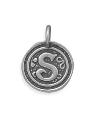 Oxidized Initial "S" Pendant 925 Sterling Silver