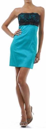 Luxury Divas Turquoise Strapless Lace Top Cocktail Dress Size Large