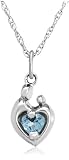 Sterling Silver Mother & Child December Birthstone Pendant by Janel Russell, 18"