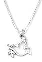 Sterling Silver Dove w/ Olive Branch Pendant by Bob Siemon, 18"