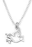 Sterling Silver Dove w/ Olive Branch Pendant by Bob Siemon, 18"
