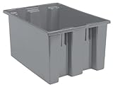 IMAGE OF Akro-Mils 35230 Nest and Stack Plastic Storage and Distribution Tote, 23.5-Inch L by 19.5-Inch W by 13-Inch H, Grey, Case of 3
