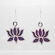 Lotus Flower Dangle Earrings in Sterling Silver and Patina, #9129