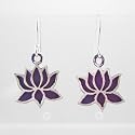 Lotus Flower Earrings in Sterling Silver with Purple Patina Finish, #9129