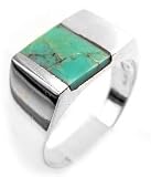Sterling Silver Square Genuine Turquoise Ring (Size 10,11,12,14)